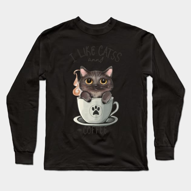 I  like cats and coffee Long Sleeve T-Shirt by TshirtMA